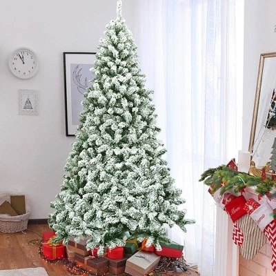 Costway 7.5FT Snow Flocked Artificial Christmas Tree Hinged w/1346 Tip and Foldable Base 4 Costway 7.5FT Snow Flocked Artificial Christmas Tree Hinged w/1346 Tip and Foldable Base - Image 2