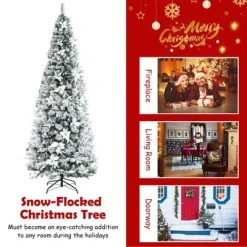 Tangkula 8FT Slim Pencil Tree Hinged Artificial Christmas Tree W/ 807 Branches Tips -Northlight Christmas Store GUEST 26049385 29bb 4726 a6e4 be6b302fc234