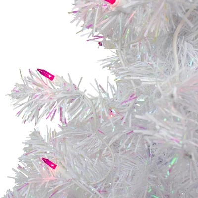 Northlight 2' Pre-lit White Iridescent Pine Artificial Christmas Tree - Pink Lights 5 Northlight 2' Pre-lit White Iridescent Pine Artificial Christmas Tree - Pink Lights - Image 3