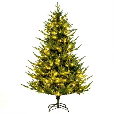 Costway 6/7 FT Pre-Lit Artificial Christmas Tree Hinged 788/1130 Branch Tips & 280/380 LED Lights 6 Costway 6/7 FT Pre-Lit Artificial Christmas Tree Hinged 788/1130 Branch Tips & 280/380 LED Lights - Image 4