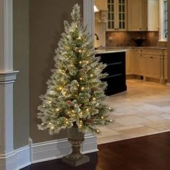 National Tree Company 4ft National Christmas Tree Company Pre-Lit Glittery Bristle Entrance Artificial Christmas Tree with Clear Lights -Northlight Christmas Store GUEST 26ddd500 449c 485d a26b 7b186194dbc8