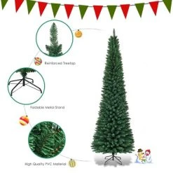 Tangkula 9'Artificial Slim Christmas Tree Pencil Shape Home Holiday Decor Green -Northlight Christmas Store GUEST 278014ae d108 4a15 8214 7f9bfe1f20ec