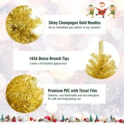 Tangkula Artificial Tinsel Christmas Tree Hinged Decoration Tree Champagne Gold -Northlight Christmas Store GUEST 27b72fa1 10a3 4bc9 ad18 d25d29d65015