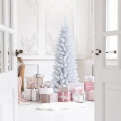 Tangkula Life-Like Slender White Christmas Tree Artificial Pencil Unlit Xmas Tree W/ Folding Metal Stand & Durable PVC -Northlight Christmas Store GUEST 27d70f9e 19ce 4cc4 aa16 ee72289086a1