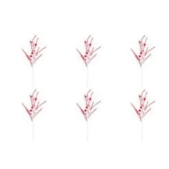 Vickerman Red/White Candy Cane Pom Pom Artificial Christmas Spray. Includes 6 sprays per pack.
