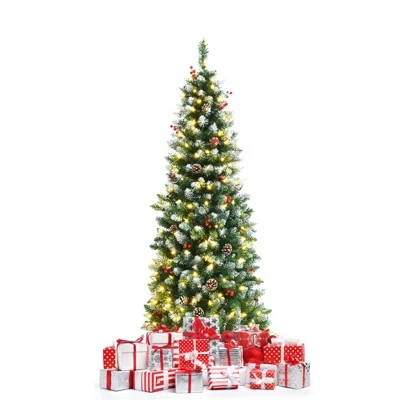 Tangkula 5ft Pre-lit Artificial Christmas Tree Slim Artificial Xmas Tree w/ 250 Replaceable LED Lights & 408 Branch Tips 12 Tangkula 5ft Pre-lit Artificial Christmas Tree Slim Artificial Xmas Tree w/ 250 Replaceable LED Lights & 408 Branch Tips - Image 10