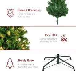 Best Choice Products 6ft Pre-Lit Premium Hinged Artificial Christmas Pine Tree w/ 1,000 Tips, 250 LED Lights, Metal Base -Northlight Christmas Store GUEST 28deb88a a4bc 47cd 99e1 883377f19f28