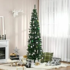 HOMCOM 82.75" Slim Noble Fir Unlit Artificial Christmas Tree with Realistic Branches and 499 Tips -Northlight Christmas Store GUEST 293b6f92 5bcf 4e28 a139 1cfa8b989e65