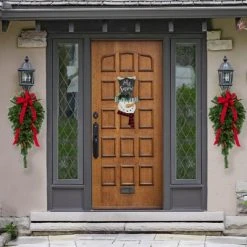 Northlight 30" Prelit Red Pine Artificial Christmas Teardrop Swag - Clear Lights