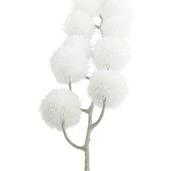 Northlight 24" White Glittered Pom Pom Artificial Christmas Spray