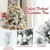 Tangkula Artificial Snow Flocked Christmas Tree, 8FT Hinged Christmas Tree W/ 1239 Branch Tips