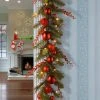 National Tree Company 9 ft. Red Mixed Garland with Battery Operated Warm White LED Lights