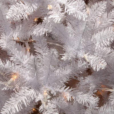 National Tree Company 7 ft Artificial Pre-Lit Slim Christmas Tree, White, Kingswood Fir, White Lights, Includes Stand 4 National Tree Company 7 ft Artificial Pre-Lit Slim Christmas Tree, White, Kingswood Fir, White Lights, Includes Stand - Image 2