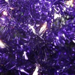 Northlight 2' Pre-lit Purple Iridescent Pine Artificial Tinsel Christmas Tree - Clear Lights