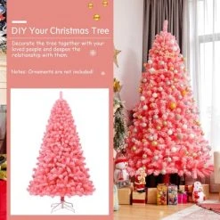 Costway 7.5ft Snow Flocked Hinged Artificial Christmas Tree w/ Metal Stand Pink -Northlight Christmas Store GUEST 2d4f7f1d 0b31 4f27 b368 a28e02d10e1b