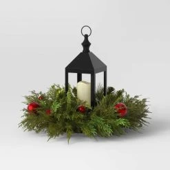 16" Pre-lit LED Decorated Mixed Greenery Christmas Artificial Pot Filler with Lantern and Candle Warm White Lights - Wondershop™ -Northlight Christmas Store GUEST 2d542ed8 9fbe 4ccb b0d4 bf2ada0d0bb1