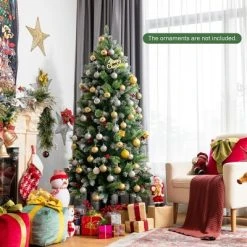 Costway 5ft6ft7.5ft Unlit Snowy Hinged Artificial Christmas Pencil Tree w/ Red Berries -Northlight Christmas Store GUEST 2d5c2a1d a22c 436f b8e2 8d1b1a29cdfd