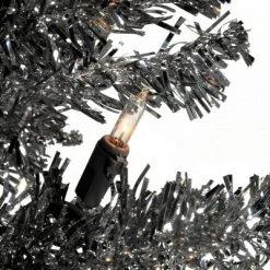 National Tree Company 6ft National Christmas Tree Company Black Tinsel Artificial Pencil Christmas Tree 150ct Clear