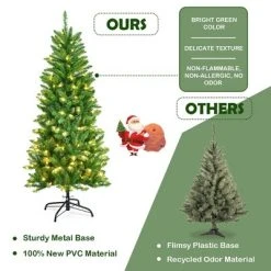 Costway 5Ft Pre-lit Artificial Pencil Christmas Tree Hinged Fir PVC Tree /150 LED Lights 17 Costway 5Ft Pre-lit Artificial Pencil Christmas Tree Hinged Fir PVC Tree /150 LED Lights -Northlight Christmas Store GUEST 2da31f3e c533 4c34 b6bf e9c5a85071b1