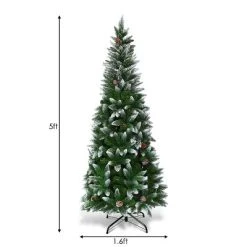 Tangkula 5'Artificial Pencil Christmas Tree Snow Flocked Tree w/ Pine Cones and Metal stand 9 Tangkula 5'Artificial Pencil Christmas Tree Snow Flocked Tree w/ Pine Cones and Metal stand -Northlight Christmas Store GUEST 2debd1f8 af77 40b2 8c6b 1b2413d82c85