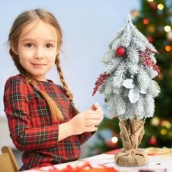 Tangkula 19" Mini Snow Flocked Xmas Tree Tabletop Artificial Christmas Tree w/ 59 Tips Burlap Cement Sand -Northlight Christmas Store GUEST 2e47bace 6e7b 4abd 98d5 7fabc0eca3f8