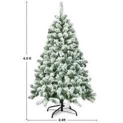 Costway 4.5FT Snow Flocked Artificial Christmas Tree Hinged w/400 Tips and Foldable Base -Northlight Christmas Store GUEST 2e863e55 b84b 4c20 a72e e158edc6e0b7 1