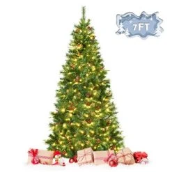 Tangkula Pre-lit Hinged Artificial Pencil Fir Christmas Tree with LED Lights -Northlight Christmas Store GUEST 2eeaeb1c 02a1 4426 ad03 b524bb3ff1ec
