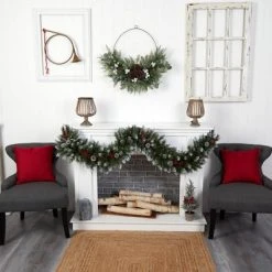 Nearly Natural 6' Pre-lit LED Extra Wide Flocked Tip Spruce with Pinecones and Berries Artificial Christmas Garland Green with Multicolor Lights -Northlight Christmas Store GUEST 2f9e649a cc58 4318 a300 2a2106507219