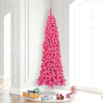 Vickerman Flocked Pink Pencil Fir Artificial Christmas Tree 4 Vickerman Flocked Pink Pencil Fir Artificial Christmas Tree - Image 2