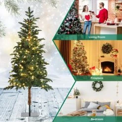 Costway 6ft Pre-Lit Artificial Hinged Pencil Christmas Tree w/250 Lights and Metal Stand -Northlight Christmas Store GUEST 3089bb7e 51e9 4d50 94de 4144019cab90