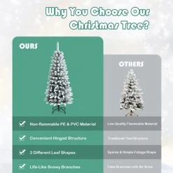 Costway 4.5ft Snow-Flocked Hinged Artificial Christmas Pencil Tree w/ 373 Mixed Tips -Northlight Christmas Store GUEST 30988652 074f 485e ada4 5013567363dc