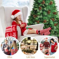 Tangkula 8ft Pre-Decorated Holiday Christmas Tree Unlit Artificial Pine Tree w/ Red Berries -Northlight Christmas Store GUEST 30d51c13 4cd9 4d0e a8eb dfcac7f22baf