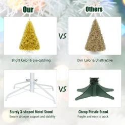 Tangkula Artificial Tinsel Christmas Tree Hinged Decoration Tree Champagne Gold -Northlight Christmas Store GUEST 317f2718 45c6 4d37 9521 dd1ae42b33d7