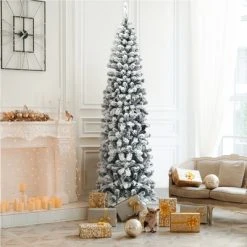 Costway 7.5Ft Unlit Hinged Snow Flocked Artificial Pencil Christmas Tree w/ 641 Tips -Northlight Christmas Store GUEST 3219ed4c c6df 49df af5a f342c5c23360
