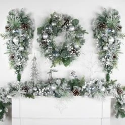 Northlight 6' Flocked Pine Artificial Christmas Garland with Iridescent Ornaments, Unlit -Northlight Christmas Store GUEST 32759945 5cff 44c1 885d 5a61da7ebdc6