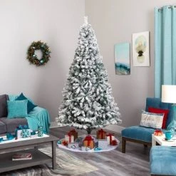 8ft Nearly Natural Pre-Lit LED Flocked Full Rock Springs Spruce Artificial Christmas Tree Clear Lights -Northlight Christmas Store GUEST 3294ee08 9800 4ffc b504 f3c10b4ef8f1