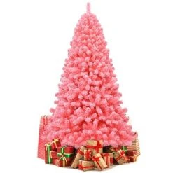 Costway 7.5ft Snow Flocked Hinged Artificial Christmas Tree w/ Metal Stand Pink -Northlight Christmas Store GUEST 332c3559 ed70 4f60 9238 7d9098ee2837