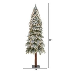 6ft Nearly Natural Pre-Lit Flocked Grand Alpine Artificial Christmas Tree Clear Lights