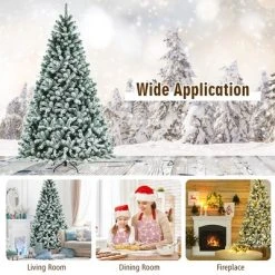 Costway 8ft Pre-lit Snow Flocked Hinged Christmas Tree w/1502 Tips & Metal Stand -Northlight Christmas Store GUEST 33904707 da43 4320 bdbb 55ced3b66528
