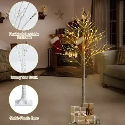 Costway 5ft Pre-lit White Twig Birch Tree for Christmas Holiday w/ 72 LED Lights -Northlight Christmas Store GUEST 33c90c57 17f7 4f74 8a20 b48b9fcfe36f