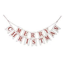 Raz Imports 4' White and Red Merry Christmas Wood Banner Garland - Unlit