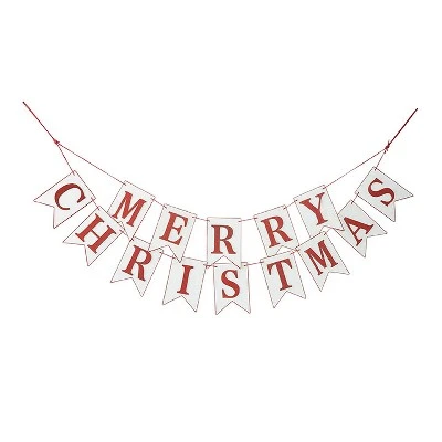 Raz Imports 4' White and Red Merry Christmas Wood Banner Garland - Unlit 3 Raz Imports 4' White and Red Merry Christmas Wood Banner Garland - Unlit