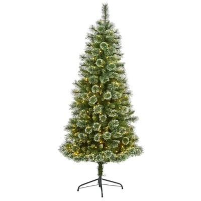 Nearly Natural 6’ Wisconsin Slim Snow Tip Pine Prelit LED Artificial Christmas Tree 3 Nearly Natural 6’ Wisconsin Slim Snow Tip Pine Prelit LED Artificial Christmas Tree