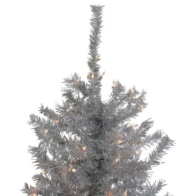 Northlight 9' Pre-Lit Silver Tinsel Noble Slim Artificial Christmas Tree - Clear Lights 5 Northlight 9' Pre-Lit Silver Tinsel Noble Slim Artificial Christmas Tree - Clear Lights - Image 3