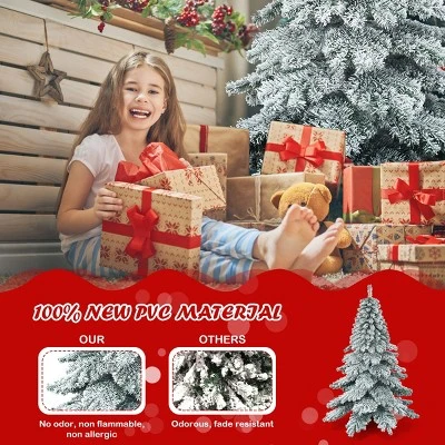 Tangkula Snow Flocked Artificial Christmas Tree Hinged Alaskan Pine Decoration Tree 8 Tangkula Snow Flocked Artificial Christmas Tree Hinged Alaskan Pine Decoration Tree - Image 6