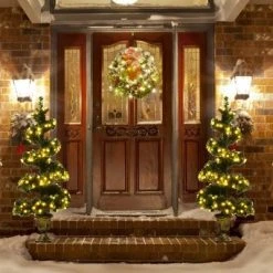 Costway Set of 2 Pre-lit Spiral Artificial Christmas Entrance Tree 4FT w/ 150 LED Lights