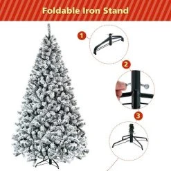 Costway 7.5ft Snow Flocked Hinged Christmas Tree Unlit Metal Stand 10 Costway 7.5ft Snow Flocked Hinged Christmas Tree Unlit Metal Stand -Northlight Christmas Store GUEST 366222f6 c195 40ea bca8 b480d3b95f2b