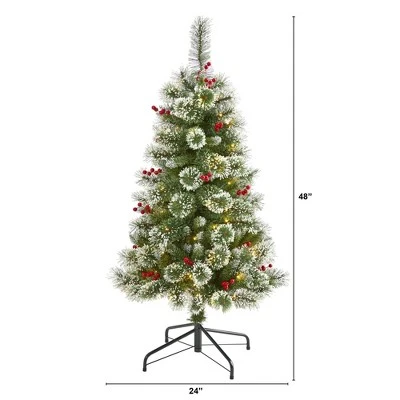 4ft Nearly Natural Pre-Lit LED Frosted Swiss Pine Artificial Christmas Tree Clear Lights 3 4ft Nearly Natural Pre-Lit LED Frosted Swiss Pine Artificial Christmas Tree Clear Lights