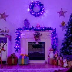 Costway 9ft Pre-lit Christmas Halloween Garland Black w/ 50 Purple LED Lights -Northlight Christmas Store GUEST 36c36a79 7229 4190 bec9 70f72786838f