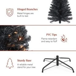 Best Choice Products Pre-Lit Black Artificial Christmas Tree, Holiday Pencil Tree w/ Metal Base -Northlight Christmas Store GUEST 3700e203 5bfa 4645 b22a 1ba6ca04f03b